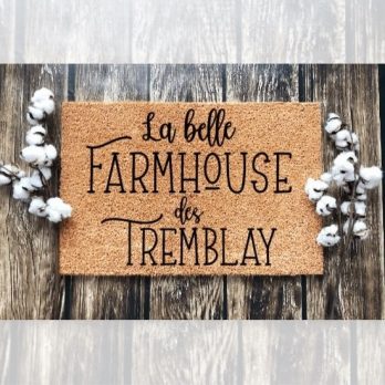 Paillasson La belle Farmhouse personnalise typo arrondie Design exterieur Exclusif